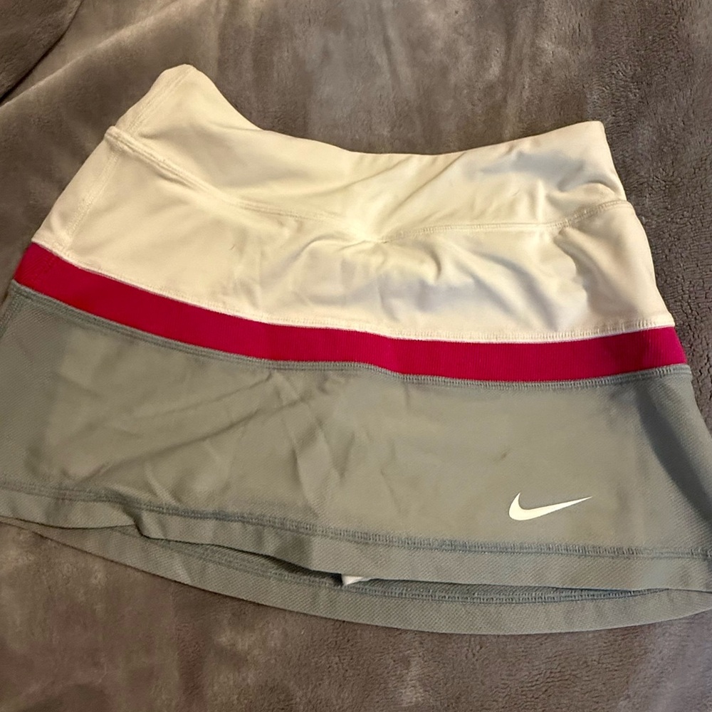 Nike Cream and Gray Tennis Skirt with Red Accent